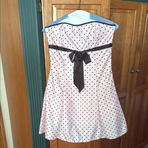 Jessica McClintock Pink Polka Dot Strapless Dress